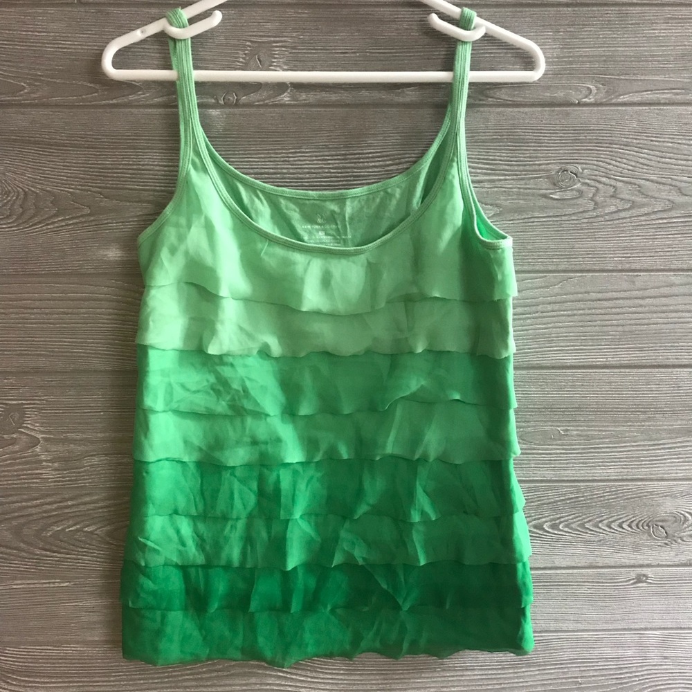 NY&C Green fade layered ruffle tank top.